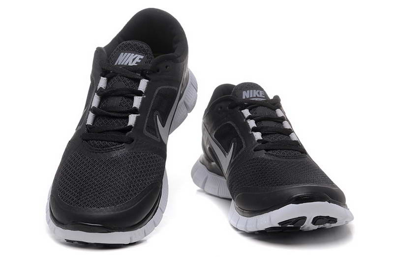 Nike Free run Womens Shoes 5.0 breathable Black Silver White (1)